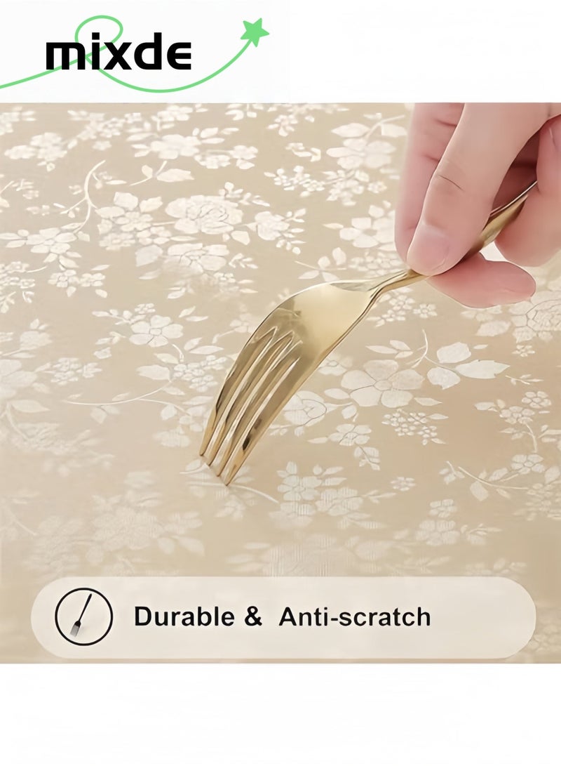MIXDE Round Tablecloth Waterproof and Oilproof Wipeable Table Cloth, for Kitchen and Dining Room Beige 160CM - Image 4